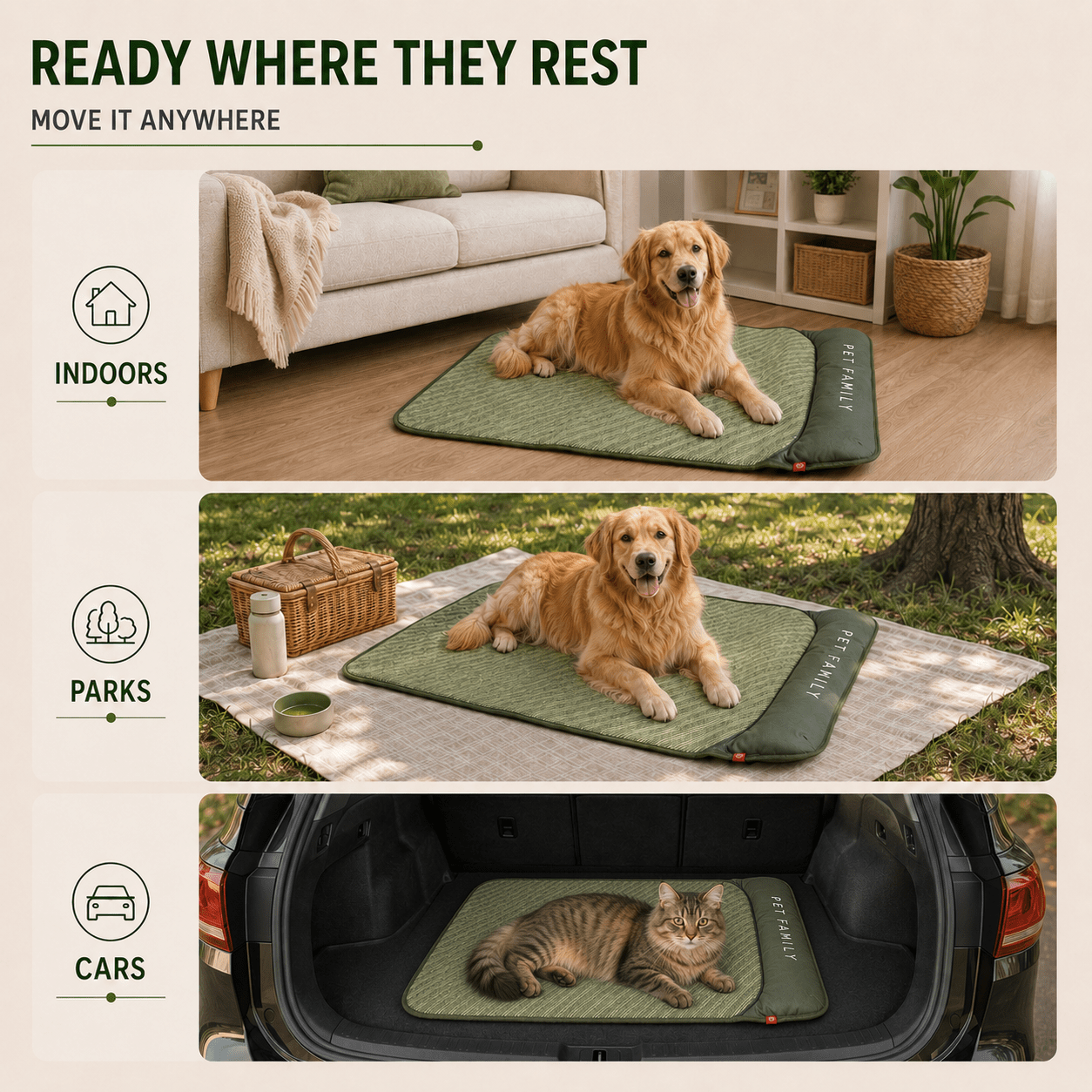 Breathable Pet Cooling Mat with Bolster — Dogs & Cats
