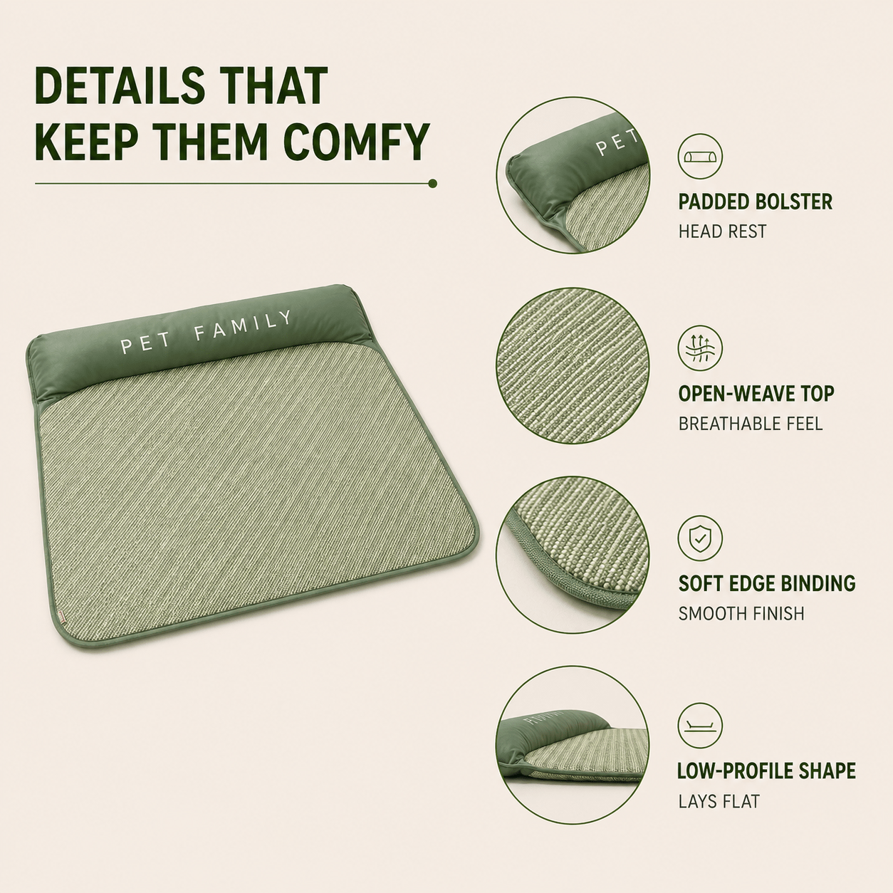 Breathable Pet Cooling Mat with Bolster — Dogs & Cats