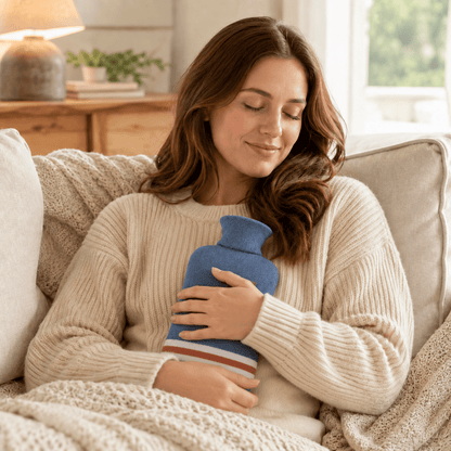 XL 2L Hot Water Bottle with Knit Cover — 8h Lasting Heat