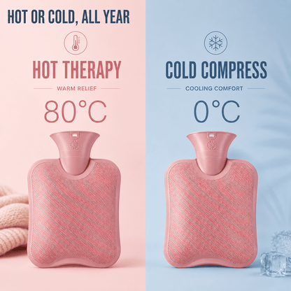XL 2L Hot Water Bottle with Knit Cover — 8h Lasting Heat