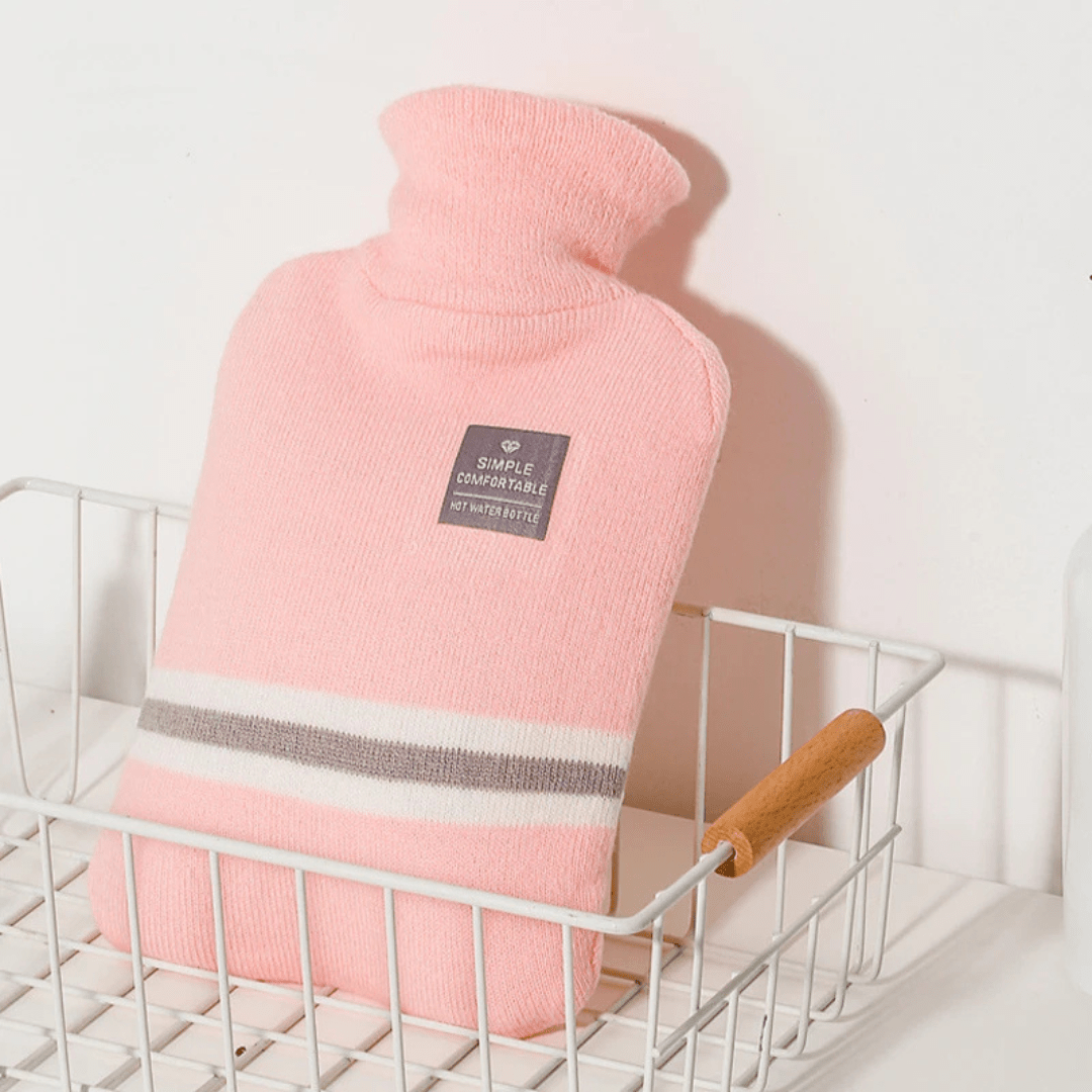 XL 2L Hot Water Bottle with Knit Cover — 8h Lasting Heat
