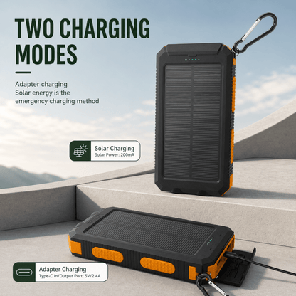 Solar Power Bank 20000mAh with LED Torch & Compass