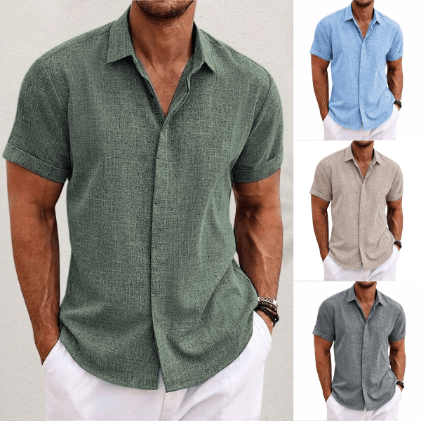 Men's Linen Shirt — Breathable Short-Sleeve Summer