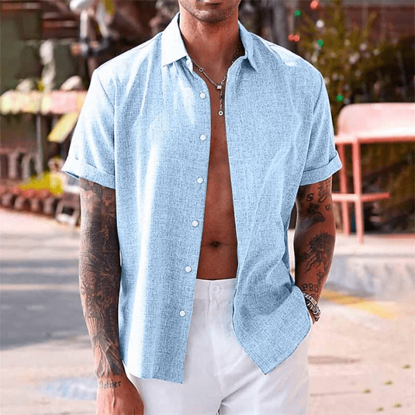 Men's Linen Shirt — Breathable Short-Sleeve Summer