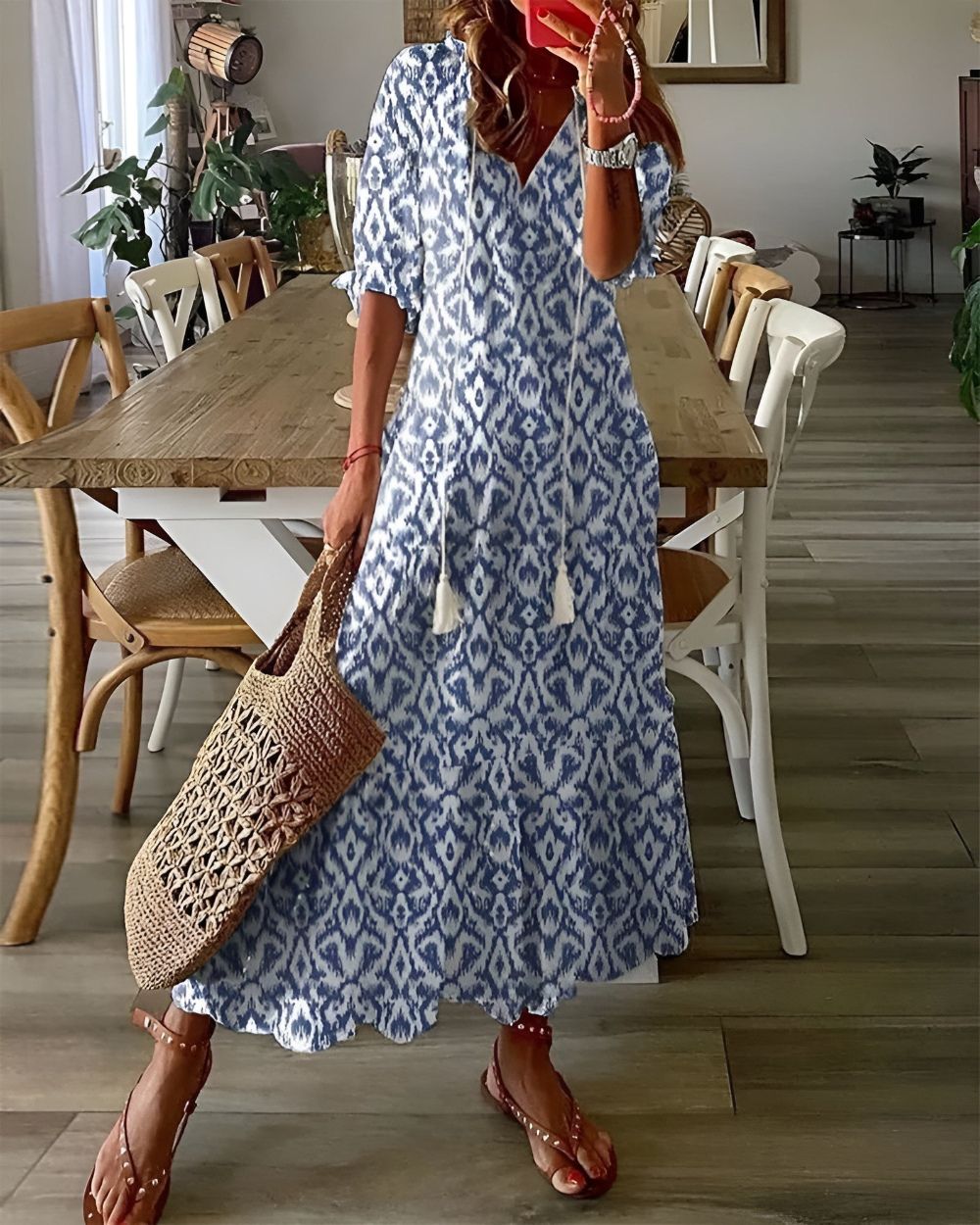 Boho Beach Cover-Up Dress — Long Flowy Summer Fit