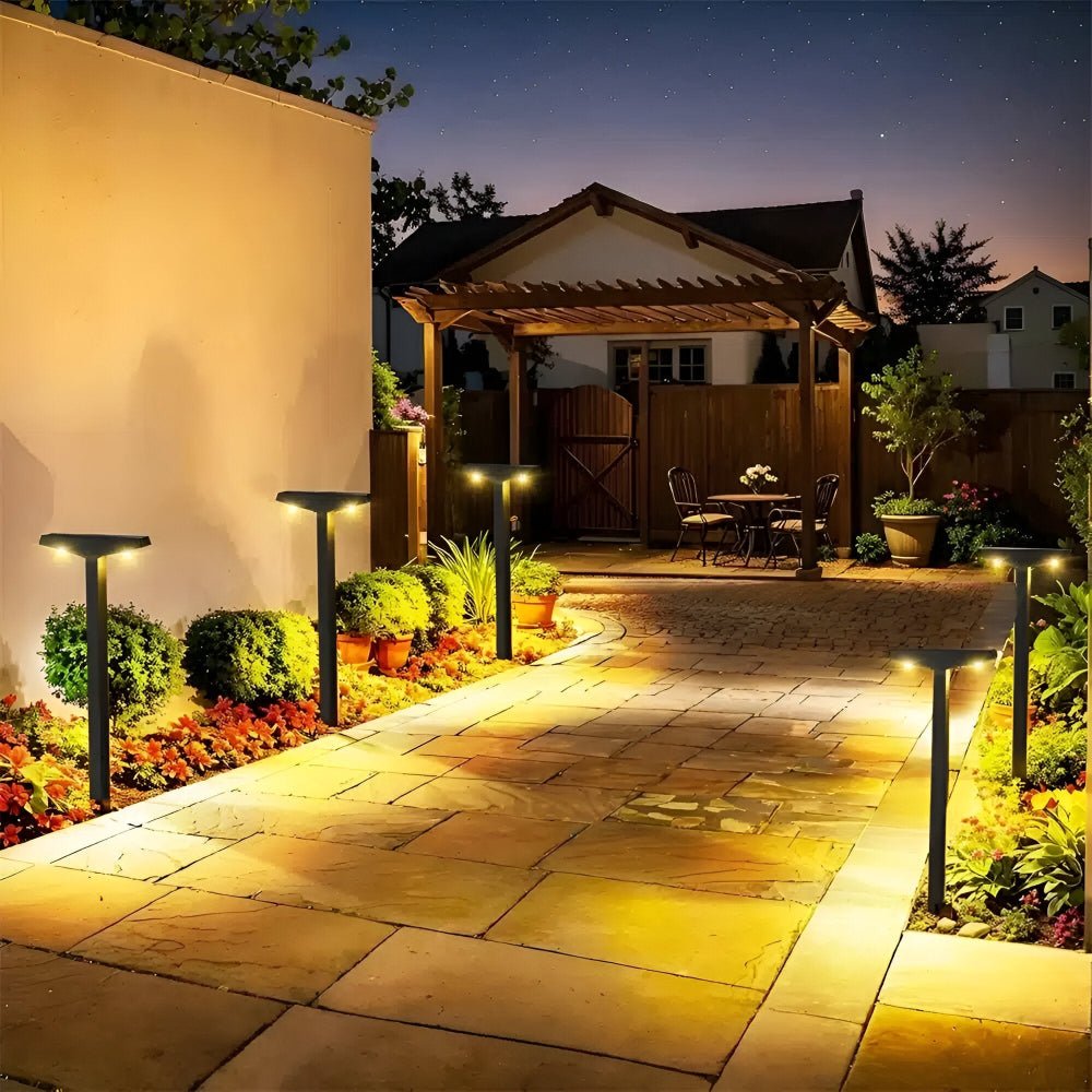 Solar LED Garden Lights Set of 4 — T-Shaped Pathway Lamps