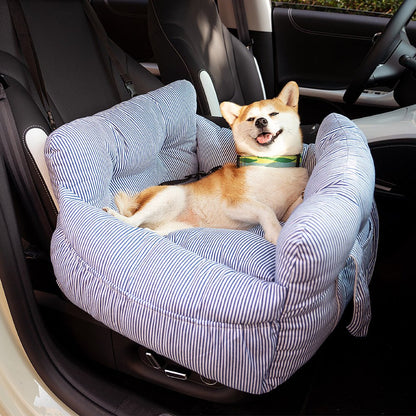 Dog Car Seat Bed with Washable Cover & Adjustable Straps