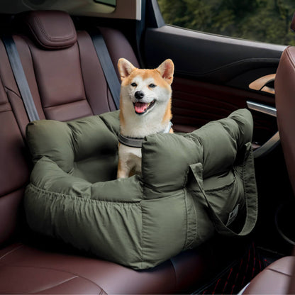 Dog Car Seat Bed with Washable Cover & Adjustable Straps