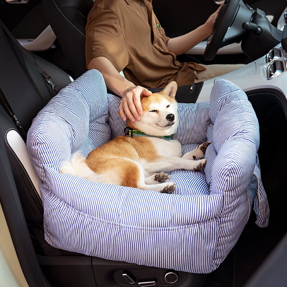 Dog Car Seat Bed with Washable Cover & Adjustable Straps
