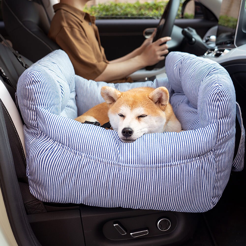 Dog Car Seat Bed with Washable Cover & Adjustable Straps