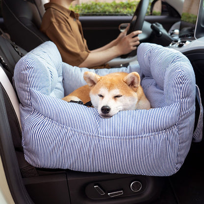 Dog Car Seat Bed with Washable Cover & Adjustable Straps