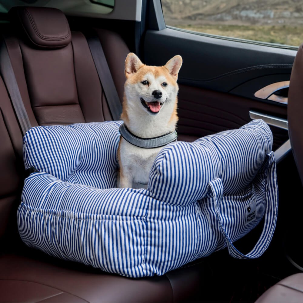 Dog Car Seat Bed with Washable Cover & Adjustable Straps