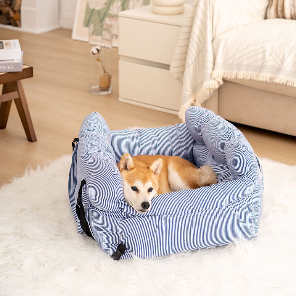 Dog Car Seat Bed with Washable Cover & Adjustable Straps