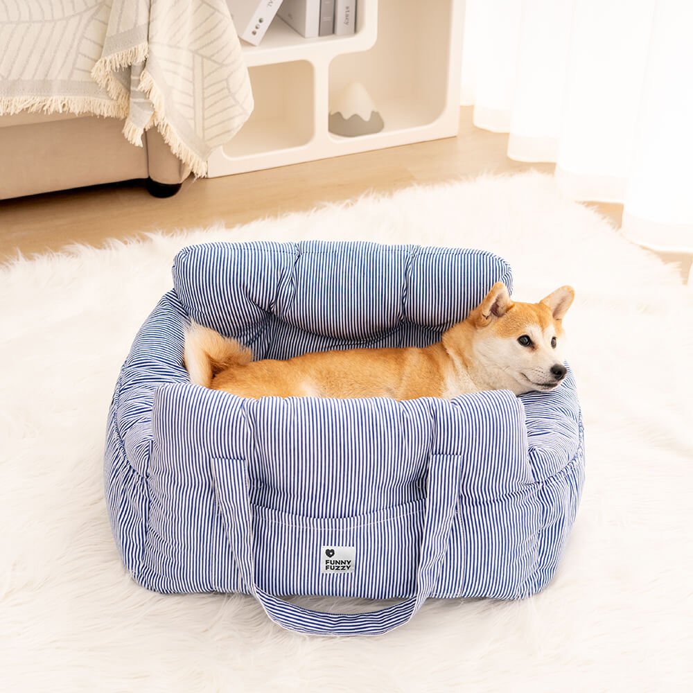 Dog Car Seat Bed with Washable Cover & Adjustable Straps