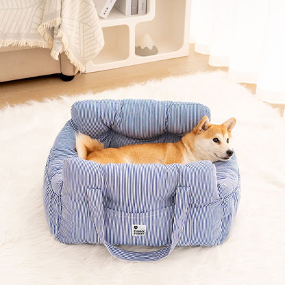 Dog Car Seat Bed with Washable Cover & Adjustable Straps