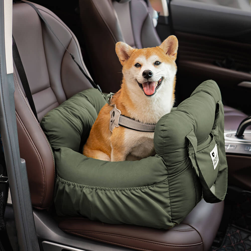 Dog Car Seat Bed with Washable Cover & Adjustable Straps