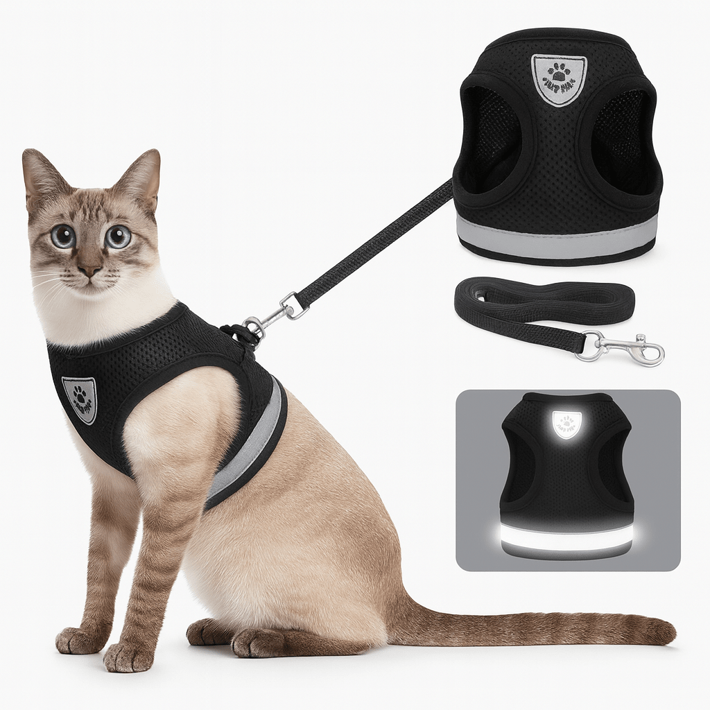 Adjustable Cat Harness With Reflective Leash