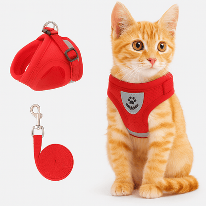 Adjustable Cat Harness With Reflective Leash