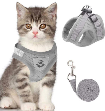 Adjustable Cat Harness With Reflective Leash