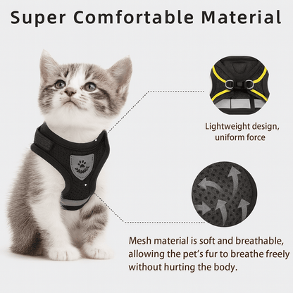 Adjustable Cat Harness With Reflective Leash