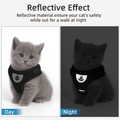 Adjustable Cat Harness With Reflective Leash