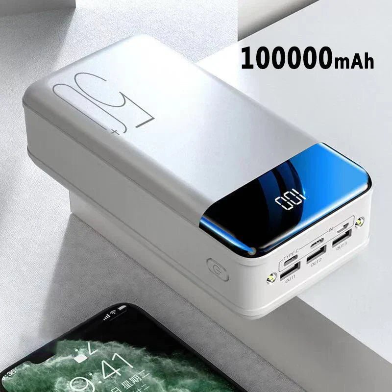 100,000mAh Power Bank — Fast Charging & Portable