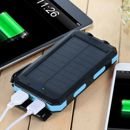 Solar Power Bank 20000mAh — Waterproof Dual USB Charger