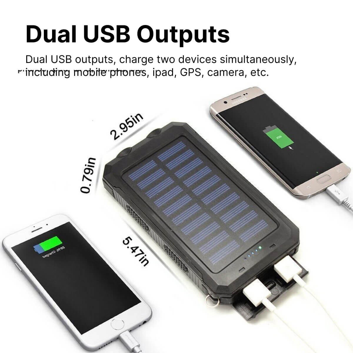 Solar Power Bank 20000mAh — Waterproof Dual USB Charger