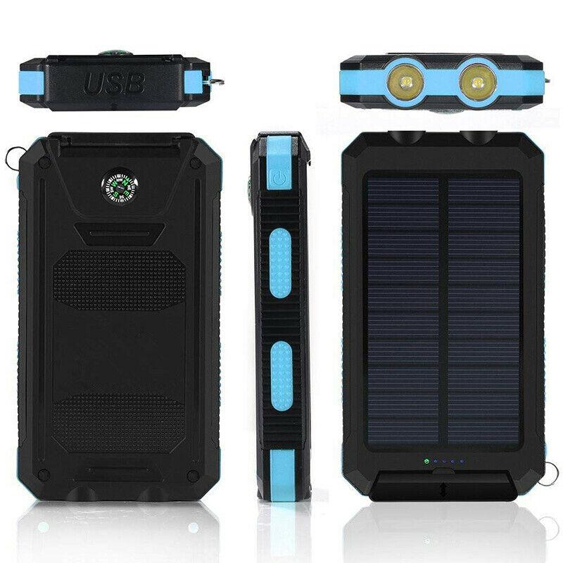 Solar Power Bank 20000mAh — Waterproof Dual USB Charger