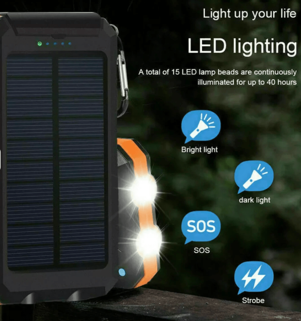 Solar Power Bank 500000 mAh — Dual USB & LED Torch