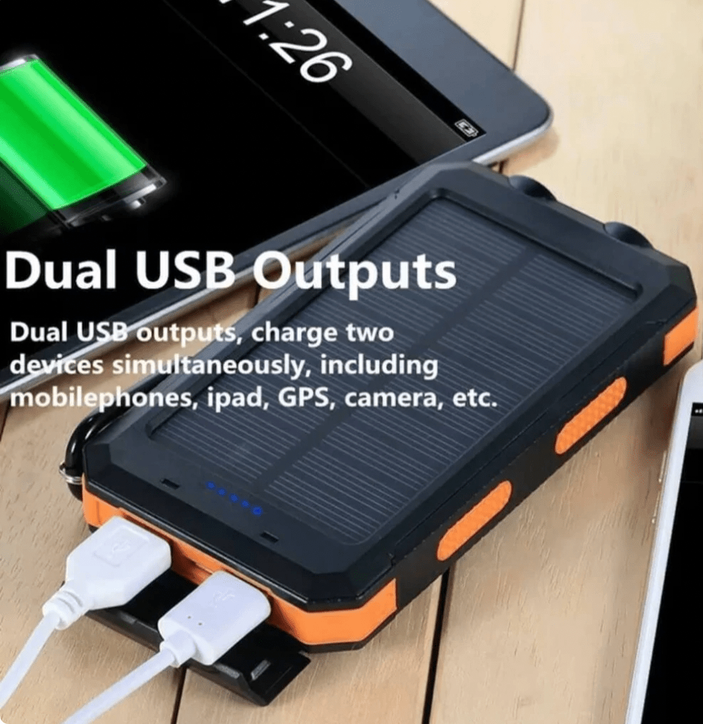 Solar Power Bank 500000 mAh — Dual USB & LED Torch