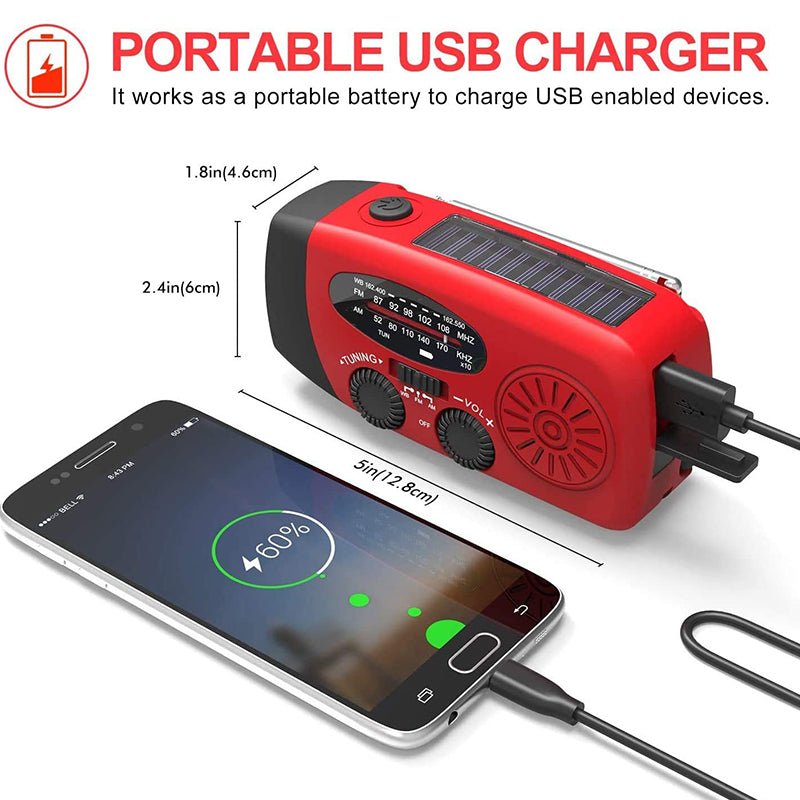 Self-Powered Emergency Radio with Flashlight & Power Bank