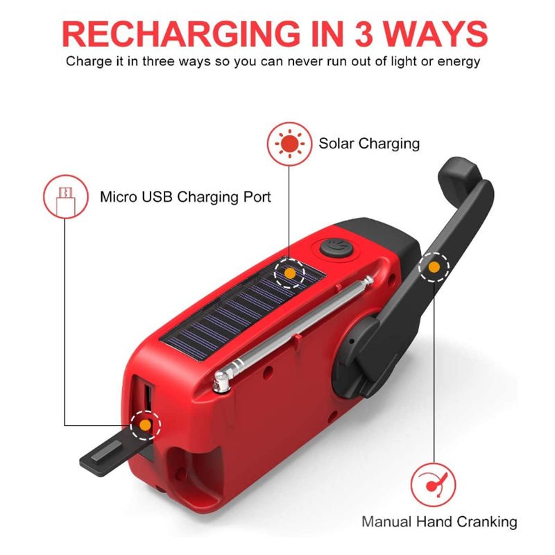 Self-Powered Emergency Radio with Flashlight & Power Bank