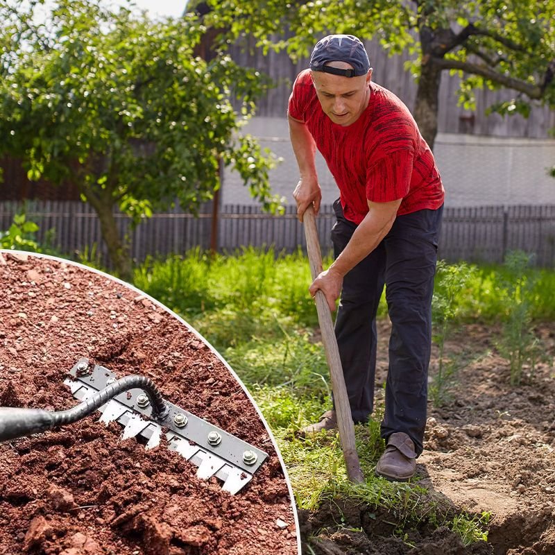 Carbon Steel Garden Rake — 5-8 Teeth Ergonomic