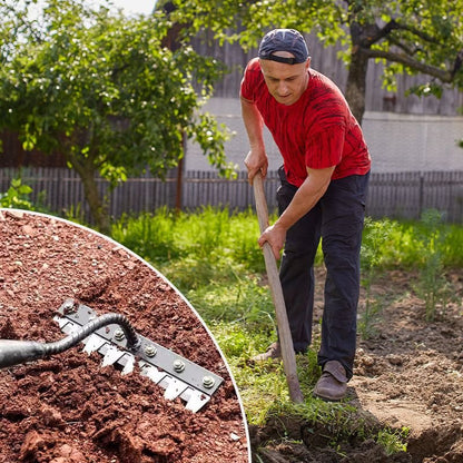 Carbon Steel Garden Rake — 5-8 Teeth Ergonomic