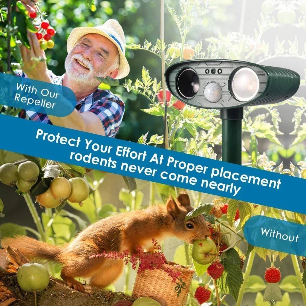 Solar Ultrasonic Deer Repellent — Covers 2425 sq ft