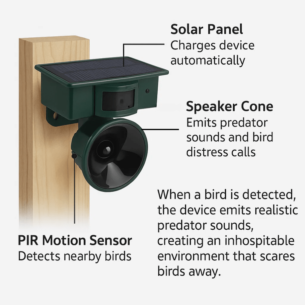 Solar Pigeon Repellent with Motion Sensor and Sounds