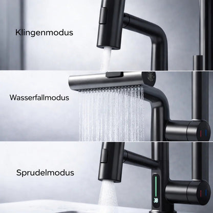 Pull-Out Kitchen Faucet with LED Temperature Display