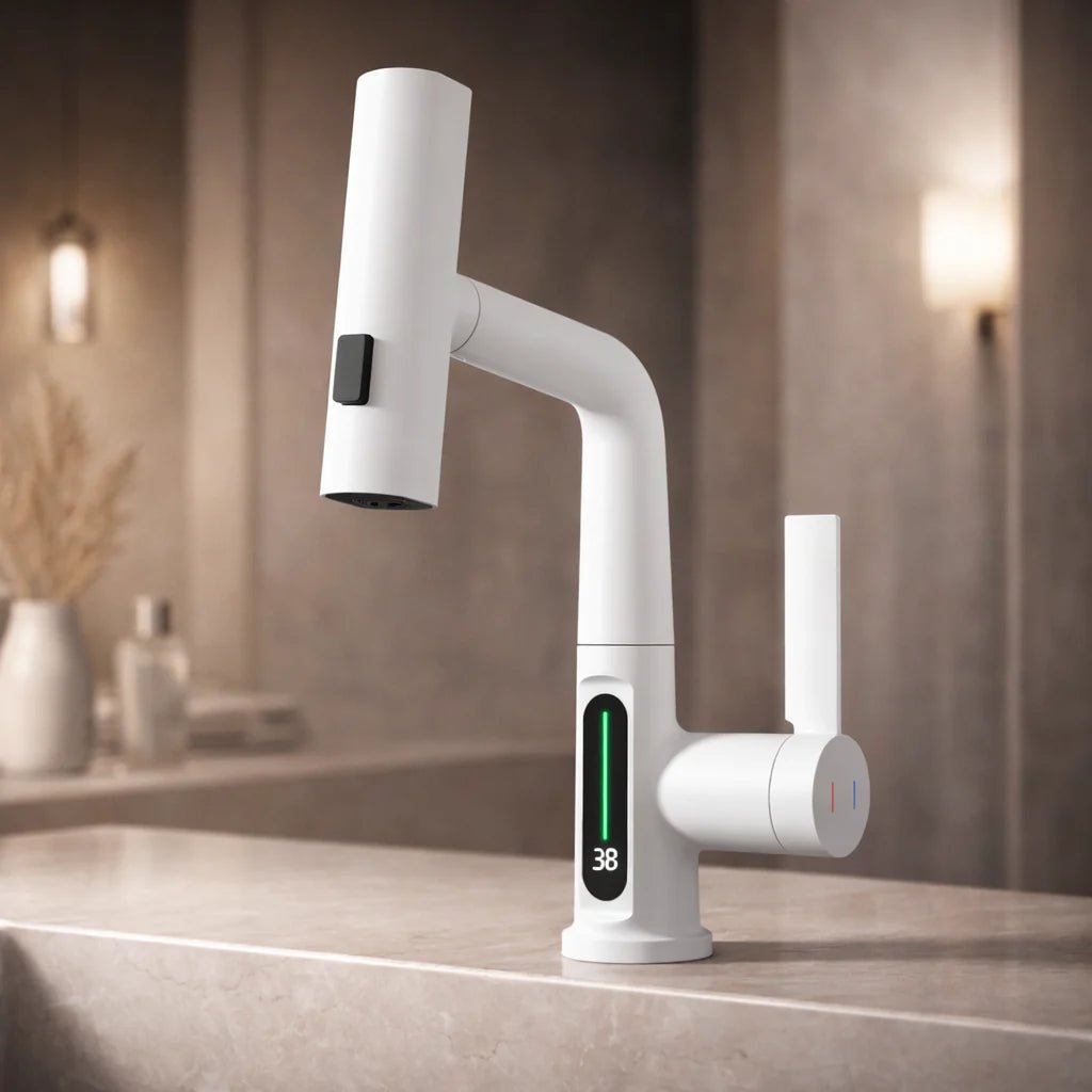 Pull-Out Kitchen Faucet with LED Temperature Display