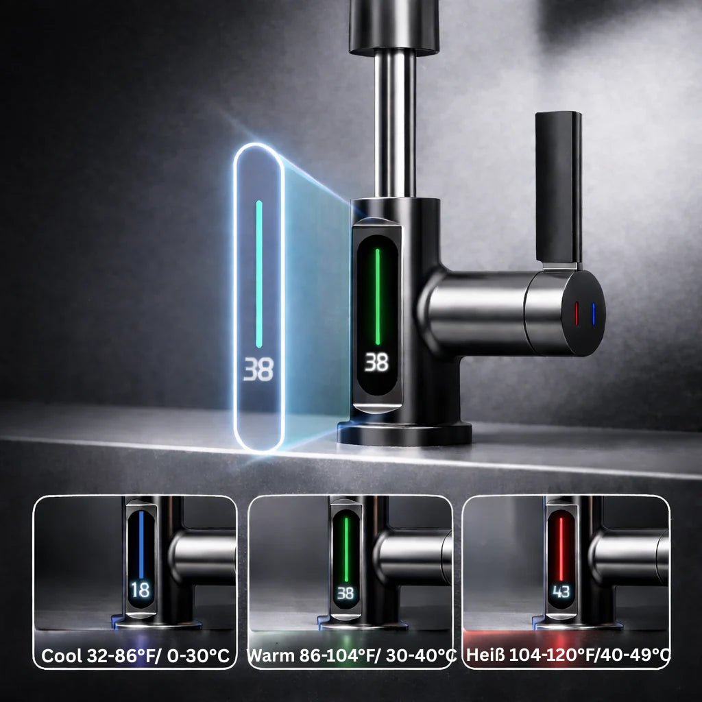 Pull-Out Kitchen Faucet with LED Temperature Display