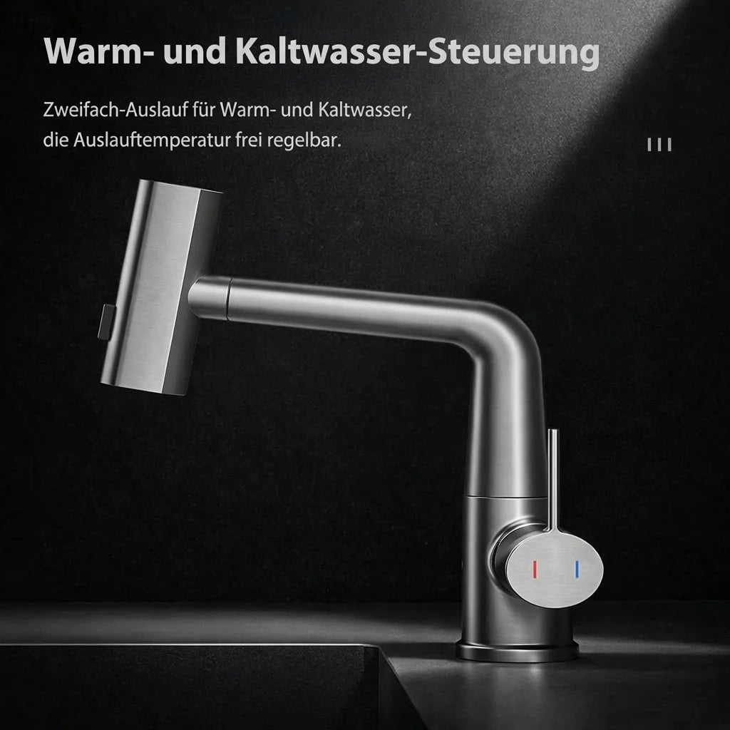 Pull-Out Kitchen Faucet with LED Temperature Display