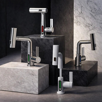 Pull-Out Kitchen Faucet with LED Temperature Display