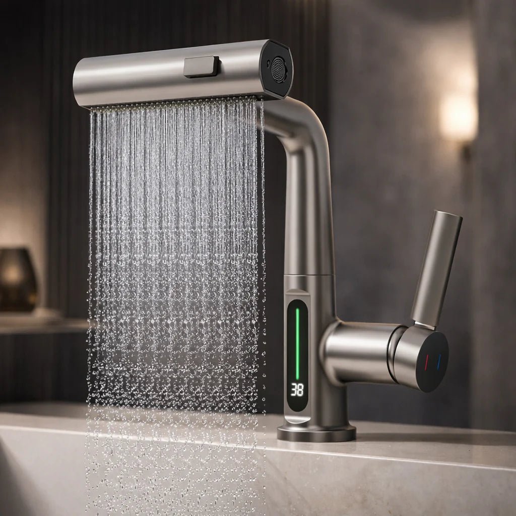 Pull-Out Kitchen Faucet with LED Temperature Display