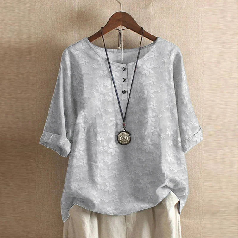 Vintage Floral Blouse with Relaxed Comfort Fit