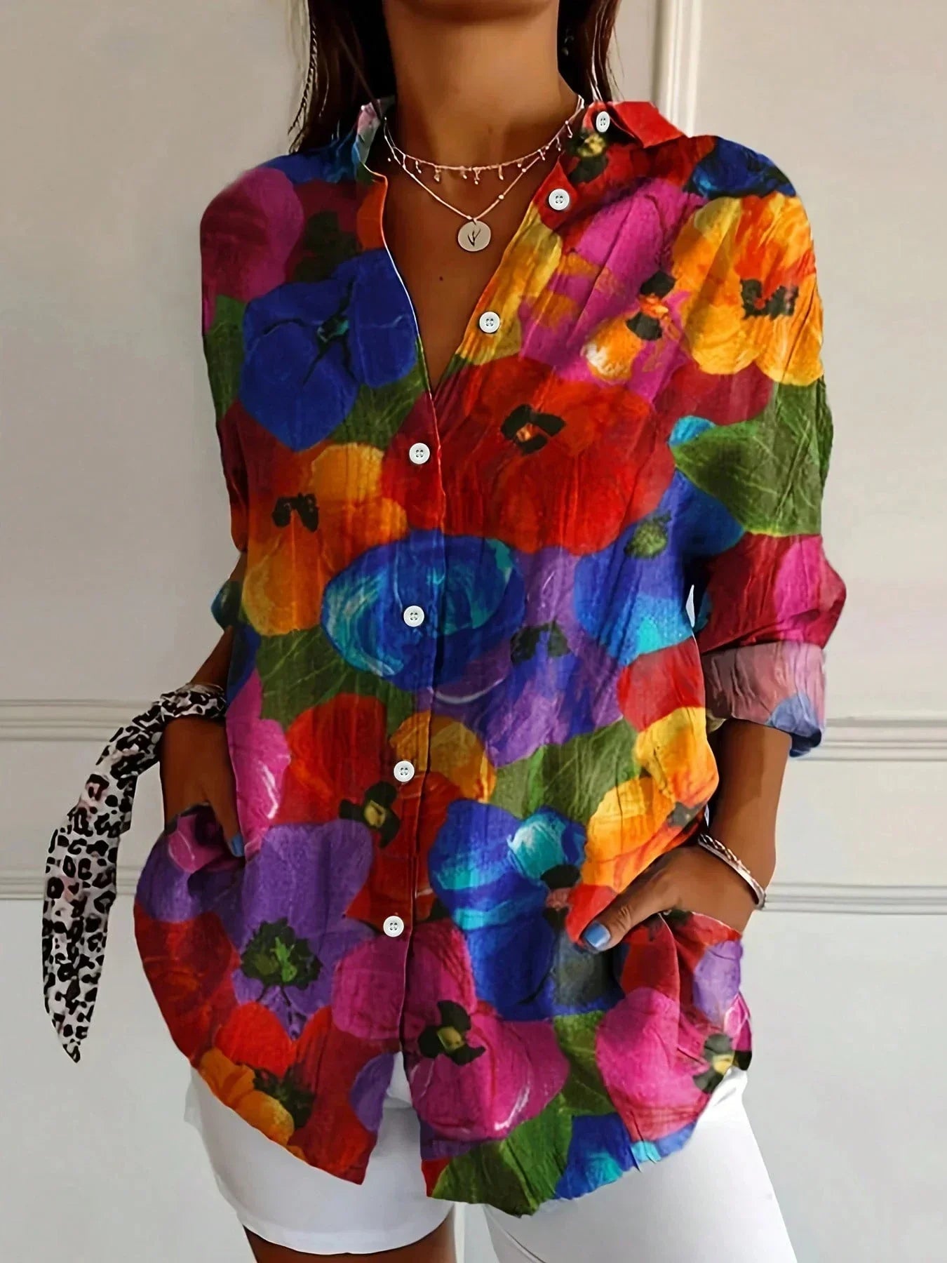 Colorful Printed Blouse with Relaxed Soft Fit