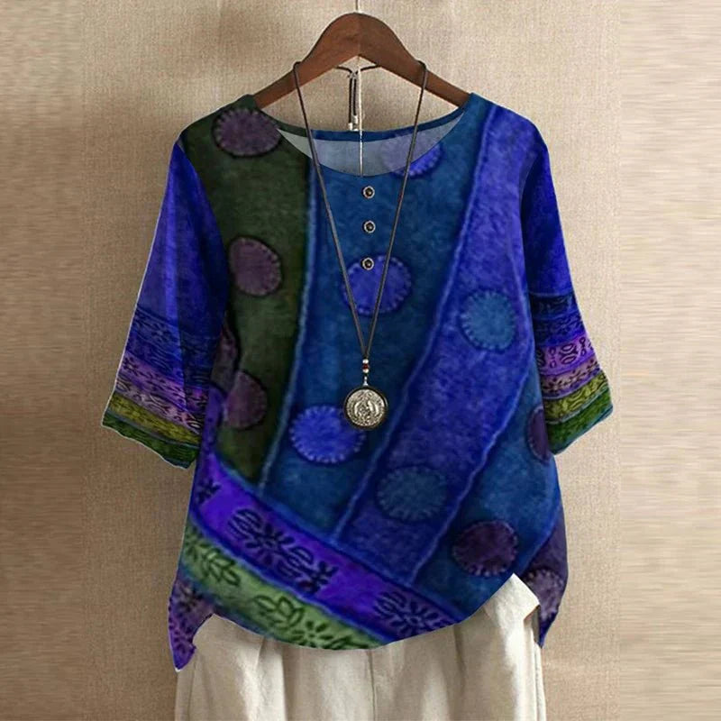 Vintage Floral Blouse with Relaxed Comfort Fit
