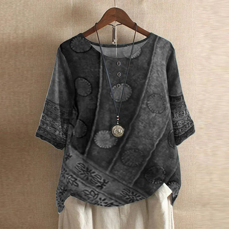 Vintage Floral Blouse with Relaxed Comfort Fit