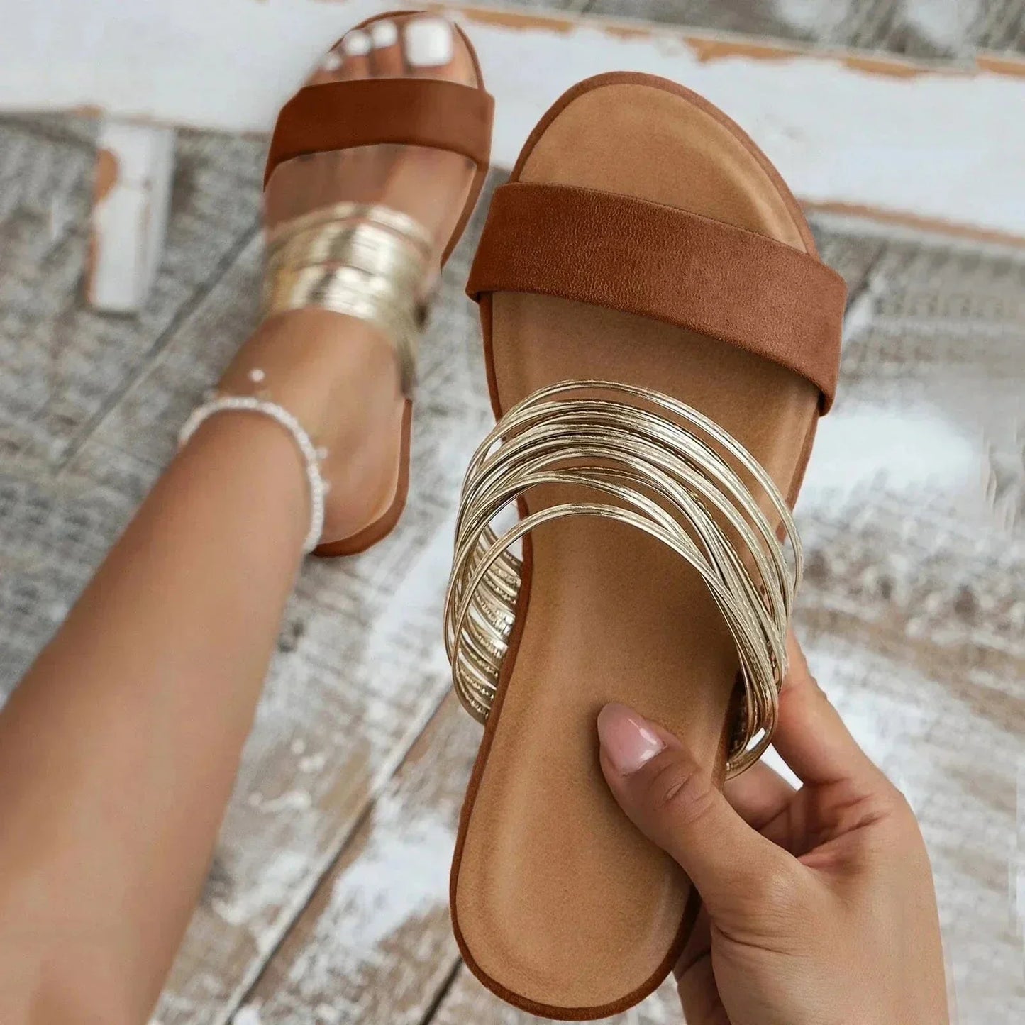 Orthopedic Slip-On Sandals — Cushioned Suede Comfort