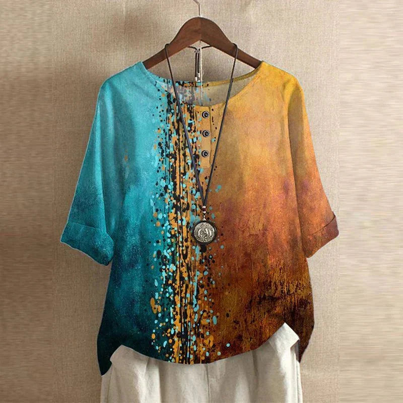 Vintage Floral Blouse with Relaxed Comfort Fit