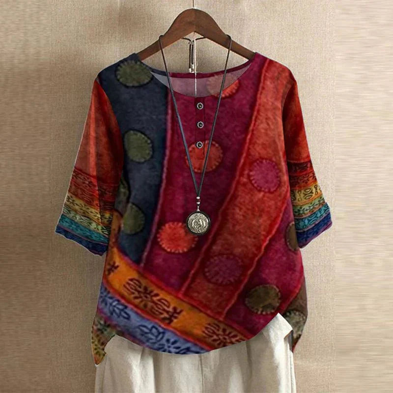 Vintage Floral Blouse with Relaxed Comfort Fit